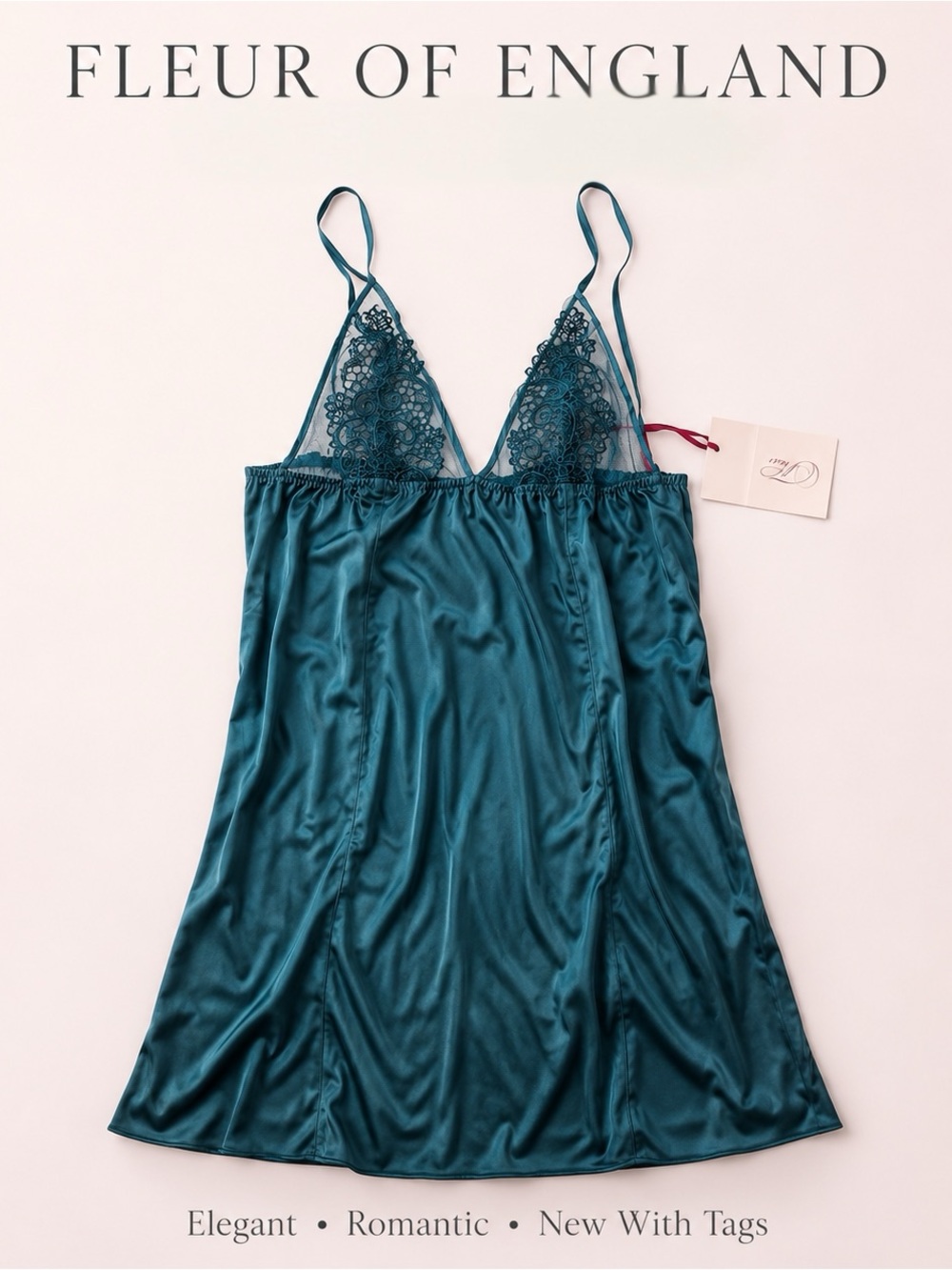 Fleur of London Teal Silk Babydoll Lingerie